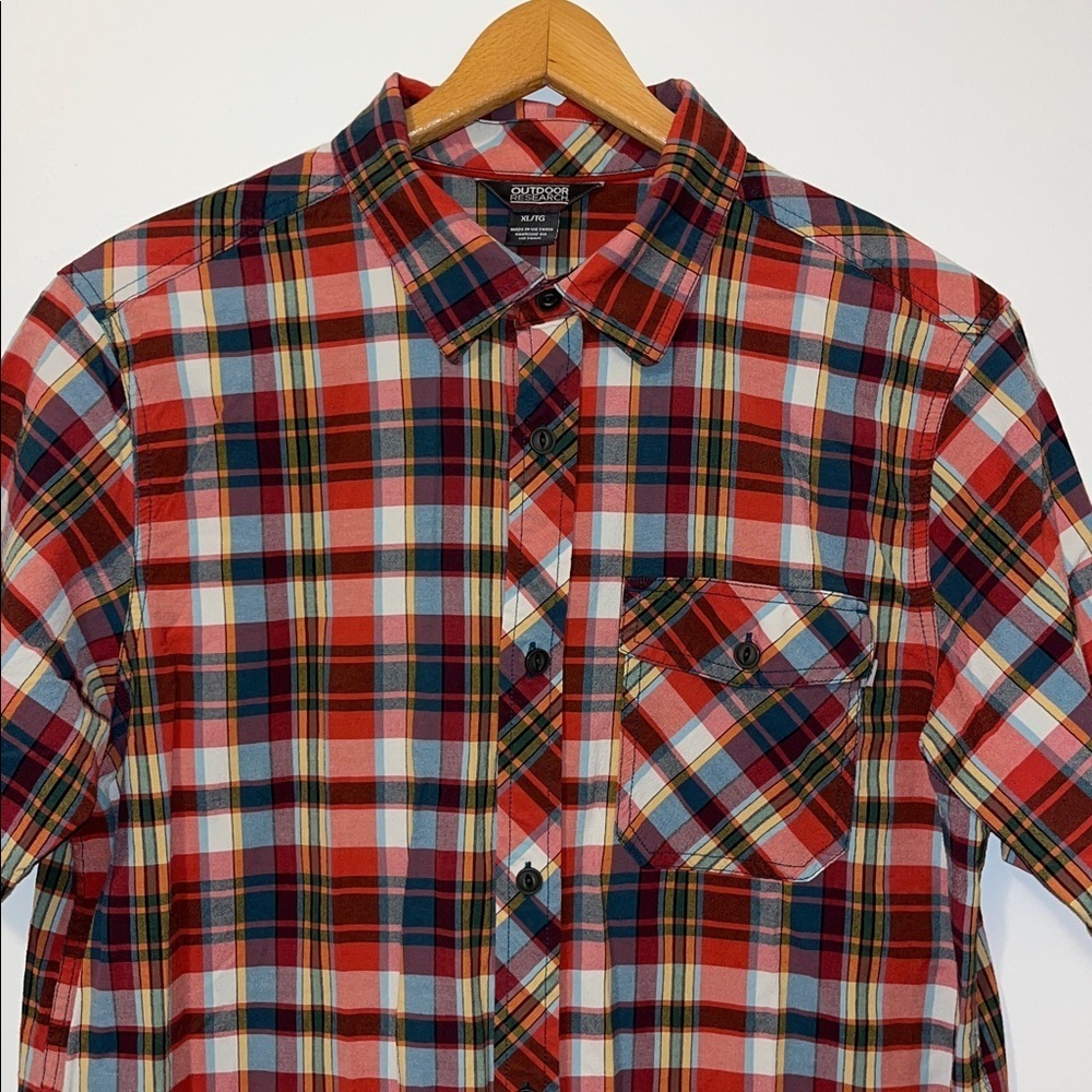 OUTDOOR RESEARCH Pale Ale Plaid Short Sleeve Button Down Tencel Nylon UPF 15 XL - Picture 2 of 7